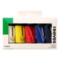 Reeves 8349214 "Acrylic" Acrylfarbe Set 5 Farben in 75ml Tuben - Titanweiß, Mittelgelb, Brillantrot, Phthaloblau, Marsschwarz