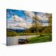 Calvendo Premium Textil-Leinwand 90 cm x 60 cm Quer Einsames Boot am Ziegelwaldsee bei Gengenbach | Wandbild, Bild auf Keilrahmen, Fertigbild auf Echter Leinwand, Leinwanddruck