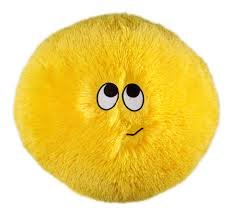 Flauschn Kuschel-Kissen Kinderflauschkissen mit Lustigem Gesicht Durchmesser 45 cm Super Kuschelweich (Gelb)