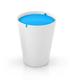 Outlook Design Italia Smarty Papierkorb mit Schwingdeckel, Kunststoff, Basis weiß, 24 x 24 x 30 cm Modern 24x24x30 cm weiß/azurblau