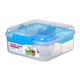 Sistema Bento Cube Box to Go mit Obst/Joghurt Topf, transparent/blau, 1,25 Liter