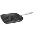 STONELINE 18594 Gastro 28 cm Grill-Eckpfanne, H 4 cm, Edelstahlgriff, Aluguss, mit 2 Ausgüssen, Profi, Gastro Pfanne, Aluminium, Grau, 53.4 x 30.9 x 12.4 cm