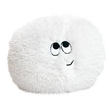 Flauschn Kuschel-Kissen Kinderflauschkissen mit Lustigem Gesicht Durchmesser 35 cm Super Kuschelweich (Weiss)