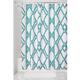 iDesign Deco Geo Duschvorhang Textil pflegeleicht | Duschvorhang aus Stoff mit verstärkten Löchern | Badewannenvorhang mit geometrischem Muster | Polyester smaragdgrün