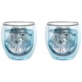 Levivo doppelwandiges Jumbo Thermoglas 400 ml, ideal als Kaffeeglas oder Teeglas, mundgeblasene Thermo-Gläser, hitzebeständig, handgefertigt, kratzfest und spülmaschinengeeignet, 2er-Set, blau