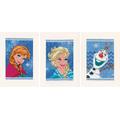 Vervaco PN-0168526 WD Grußkarten ELSA, Olaf und Anna Aida 3er Set Kreuzstickpackung zum Auszählen, weiß, 10,5 x 15 x 0,30 cm