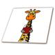 3dRose Funny Cute Giraffe rot Wein Trinken Fliesen, 10,2 x 10,2 cm