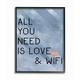 The Stupell Home Décor Collection All You Need is Love and WiFi, Blau, Holzwerkstoffe, Mehrfarbig, 40.64 x 3.81 x 50.8 cm