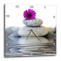 3dRose DPP_268547_3 Wanduhr, Zen-Design, Kieselsteine, mit Gänseblümchen, reflektierend, in Wasser-Optik, 38,1 x 38,1 cm
