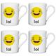 Kitchen Craft feines Laut Lachen 'Kinder Neuheit Emoji-Tassen, 250 ml (Set von 4), Bone China Porzellan, weiß, 10,5 x 7,5 x 8,5 cm