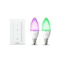 Philips Hue White and Color Ambiance E14 LED Kerze Doppelpack inkl. Hue Dimmschalter, dimmbar, bis zu 16 Millionen Farben, steuerbar via App, kompatibel mit Amazon Alexa (Echo, Echo Dot)