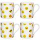 Kitchen Craft feines emojis 'Kinder Neuheit Bedruckte Tassen, 250 ml (Set von 4), Bone China Porzellan, weiß, 10,5 x 7,5 x 8,5 cm