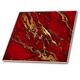 3dRose Luxus Rot Gold Gem Stein Marmor Glitzer Metallic Faux Print Fliesen, 20,3 x 20,3 cm