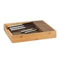 Relaxdays Messerhalter Bambus, Schubladeneinsatz für Messeraufbewahrung, Schubladenorganizer, HBT: 6,5x38x33,5cm, natur
