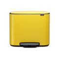 Brabantia Bo Treteimer 11 plus 23 L Abfalleimer, Metall, Daisy Yellow, 54 x 36.5 x 44 cm