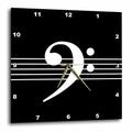 3dRose Black Bass F-Clef Staves Wanduhr, 38,1 x 38,1 cm (DPP_232122_3)