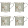 Creative Tops Palace-Shape 'Duck Egg Floral Bedruckte Tasse mit echtem Gold Rand, 300 ml (10,5 FL OZ) (Set von 4), Fine Bone China, Pale Grün, 10,5 x 8,7 x 8 cm