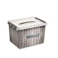 Sunware Q-Line Aufbewahrungsbox 22 Liter Decor Holz Farbe, Taupe transparent, One Size