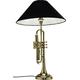 Kare Design Tischleuchte Trumpet Jazz Gold, Kleine Tischlampe mit schwarzem Schirm, Stehleuchte, Stehlampe für den Tisch und Kommode, Nachttischlampe, (H/B/T) 77x50x50cm
