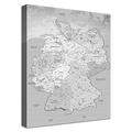 LANA KK Leinwandbild Karte von Deutschland Deutsch mit Korkrückwand zum Pinnen Der Reiseziele Kunstdruck, Hellgrau, 40 x 60 cm