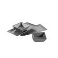 Mäser 931366 Schale/Platten rechteckige Teller und 2 quadratische Schüsseln in Grau, Porzellan Geschirr Set für 2 Personen, schwarz
