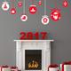 Ambiance-Sticker Aufkleber Weihnachten Aufkleber, selbstklebend, Weihnachtskugeln Dekoration, Rot und Weiß, 30 x 40 cm