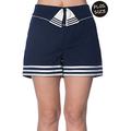 Banned Set Sail Plus Size Vintage Retro Shorts - Navy/UK-22