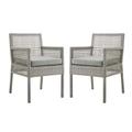 Aura Dining Armchair Outdoor Patio Wicker Rattan Set of 2 - East End Imports EEI-3561-GRY-GRY