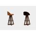 ARTLESS X3 Swivel 38" Bar Stool Wood/Upholstered/Leather/Genuine Leather in Red/Brown | 38 H x 19 W x 18 D in | Wayfair A-X3-SS-L-B-W-BS