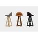 ARTLESS X3 Swivel 38" Bar Stool Wood/Upholstered/Leather/Genuine Leather in White/Yellow | 38 H x 19 W x 18 D in | Wayfair A-X3-SS-L-C-BWO-B