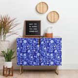 East Urban Home Jacqueline Maldonado Upside Floral Credenza Wood in Blue/Brown | 30 H x 35.5 W x 17.5 D in | Wayfair