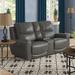 Lark Manor™ Kittitas 75" Leather Match Round Arm Reclining Loveseat Leather Match in Gray/Brown | 40 H x 75 W x 40 D in | Wayfair