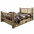 Loon Peak® Glacier Country Collection Lodge Pole Pine Storage Bed Wood in Brown/Gray/Green | 47 H x 66 W in | Wayfair