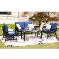 Charlton Home® Straughter 5 Piece Sofa Seating Group w/ Cushions Metal/Rust - Resistant Metal in Blue | Outdoor Furniture | Wayfair