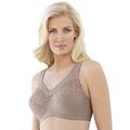 Glamorise Women's Embroidered Full Figure Support Non-Wired Plain Everyday Bra, Brown (Taupe), 52G