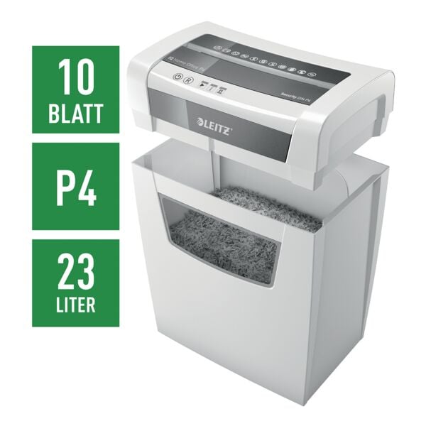 Leitz IQ Aktenvernichter »Home Office P4« Partikelschnitt bis 10 Blatt weiß, 22x42x23.8 cm Image