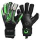 Renegade GK Vulcan Abyss Goalie Gloves with Pro-Tek Finger Protection | 3.5+3mm Hyper Grip & 4mm Duratek | Black & Green Football Goalkeeper Gloves (Size 11, Adult, Roll Cut, Level 3)
