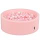 KiddyMoon 90X30cm/300 Balls ∅ 7Cm / 2.75In Baby Foam Ball Pit Made In EU, Pink:Light Pink/Pearl/Transparent