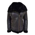 A1 FASHION GOODS Womens Genuine Sheepskin Jacket Double Face Black Merino Shearling Aviator Coat - Alexa (18)