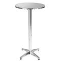 tectake® Bar Table, Height-Adjustable Folding Table 74-114 cm, Round Surface Ø 60cm, Durable Stainless Steel Top, Lightweight Aluminium Legs, Weather Resistant, Easy Assembly, for Indoor & Outdoor