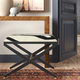 Willa Arlo™ Interiors Westbourne Accent Stool Faux Leather/Upholstered/Leather/Metal in Black/Brown/White | 19.5 H x 24 W x 16 D in | Wayfair
