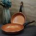 Gibson Cuisine Hummington 2-Piece Copper-Core Non-Stick Frying Pan Set Non Stick/Copper, Ceramic in Black/Brown | Wayfair 950111255M