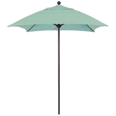 California Umbrella ALTO 604 SUNBRELLA 1A Venture 6' Square Push Lift Umbrella with 1 1/2" Bronze Aluminum Pole - Sunbrella 1A Canopy - Spa Fabric
