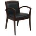 Winston Porter Deedee 22.5" W Leather Seat Waiting Room Chair w/ Wood Frame Wood/Leather in Black/Brown | 33 H x 22.5 W x 23.25 D in | Wayfair