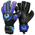 Renegade GK Vortex Strom Goalie Gloves | 3.5+3mm Hyper Grip & 4mm Duratek | Black, Purple, & Blue Football Goalkeeper Gloves (Size 8, Youth-Adult, Roll Cut, Level 3)