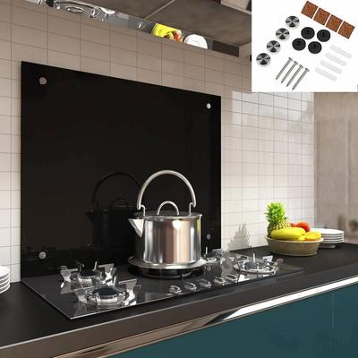 Küchenrückwand Spritzschutz Fliesenspiegel Küche Wandschutz Glas 6mm esg Schwarz - 90x50CM