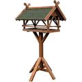 LUXUS-VOGELHAUS 49005e Vogelvilla XXL - Vogelfutterhaus Westfalen - Vogelhaus inkl. Ständer - Futterstation aus Holz mit Bitumen 78 x 62 x 148 cm - Dunkelbraun