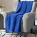 Wade Logan® Perreault Oversized Velvet Throw - Solid Polyester Machine Washable Blanket Microfiber/Fleece/ in Pink/Blue | 60 W in | Wayfair