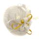 Caprilite Cream Ivory and Yellow Sinamay Big Disc Saucer Fascinator Hat for Women Weddings Headband
