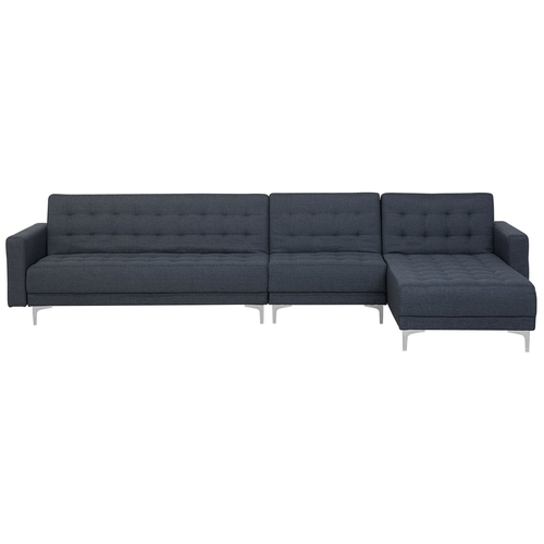 Modulsofa Grau Polsterbezug mit Schlaffunktion linksseitig Wohnzimmer L-förmig Modernes Design